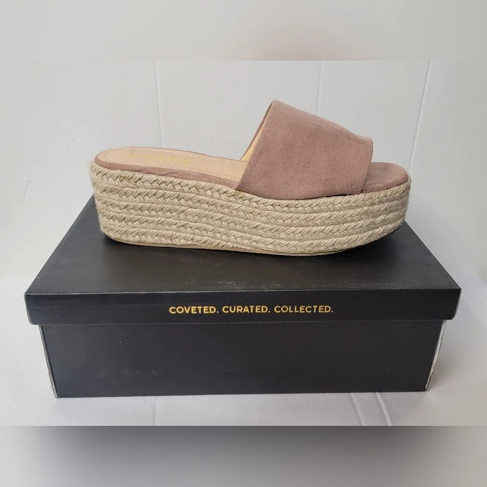 Lulus Exclusive O'Ahu 2 Mauve Suede Espadrille Platforms Womens Size 7.5 New